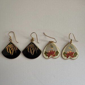 Laurel Burch Vintage Cloisonne Earrings (2 pairs)